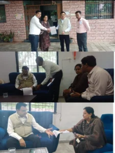 विधानसभा मानसून सत्र में कैशलेस चिकित्सा योजना को प्रभावी ढंग से लागू कराने हेतु मुख्यमंत्री के नाम सांसद, विधायक एवं कलेक्टर को सौंपा गया ज्ञापन