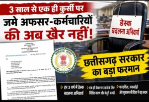 3 साल से एक ही कुर्सी पर जमे अफसर-कर्मचारियों की अब खैर नहीं! छत्तीसगढ़ सरकार का बड़ा फरमान, अनिवार्य होगा डेस्क बदलना