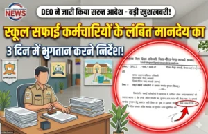 स्कूल सफाई कर्मचारियों के लंबित मानदेय का 3 दिन में भुगतान करने के निर्देश, DEO ने जारी किया आदेश